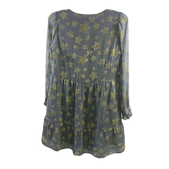 Loft Grey Fog Shimmer Star Tiered Dress Size X - Picture 2 of 13
